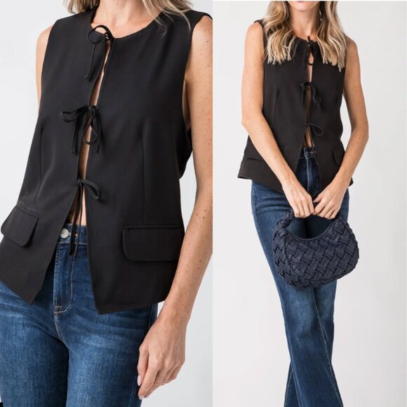 Free People Tops - Free People Celia Black Suit Vest XS NWT